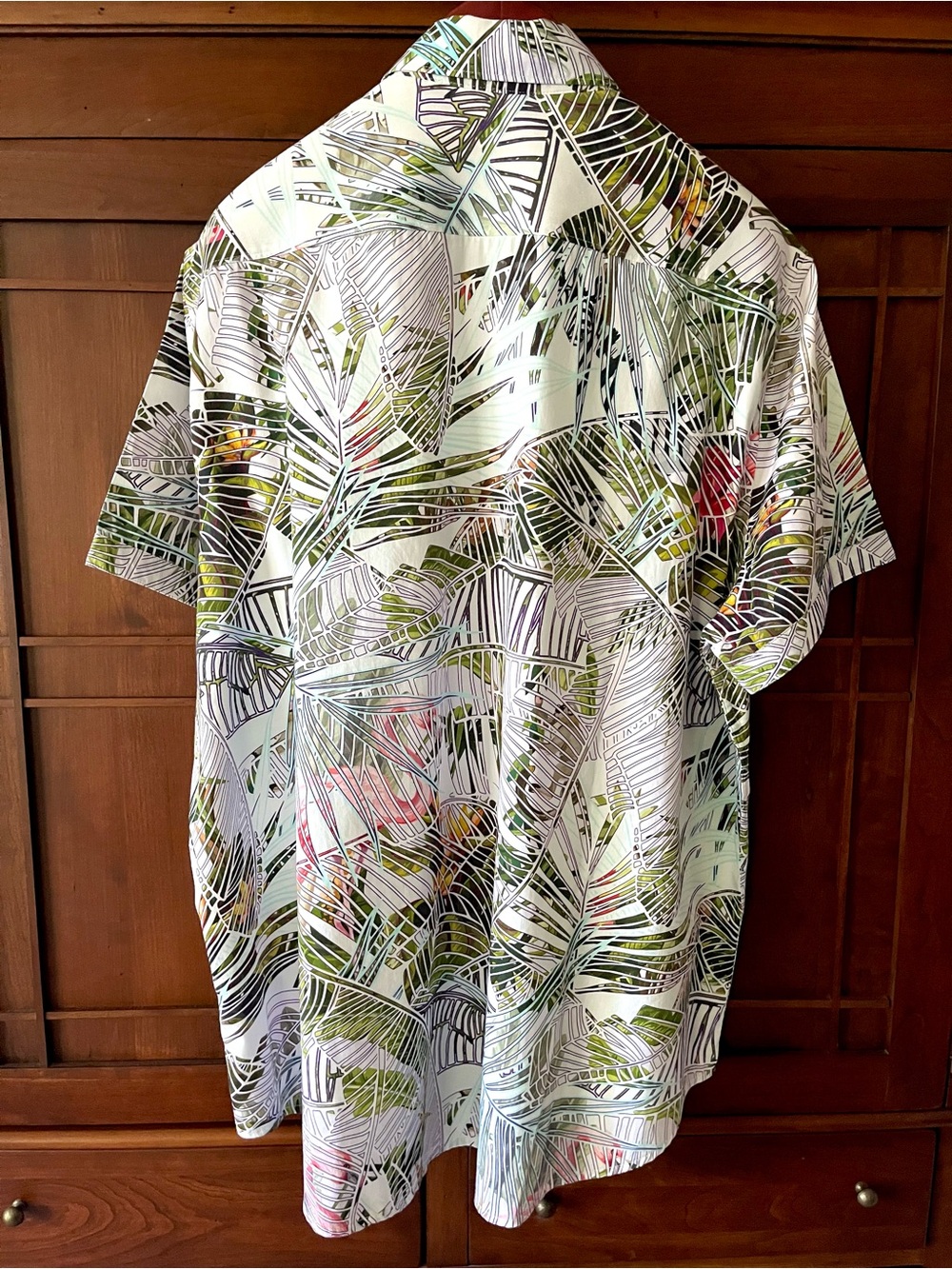Robert Graham Palm Leaf Print Embroidered Short Sleeve Shirt 4XL - Picture 2 of 12